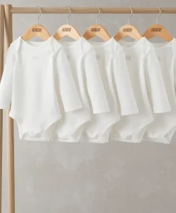 Organic Longsleeved Bodysuits (5 Pack) - White