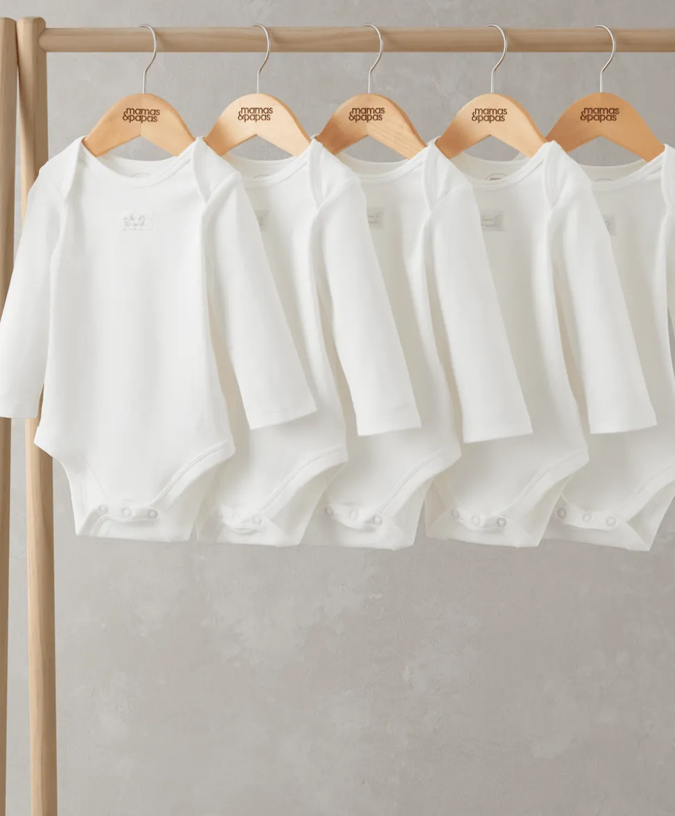 Organic Longsleeved Bodysuits (5 Pack) - White