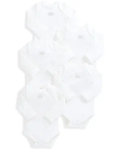 Organic Longsleeved Bodysuits (5 Pack) - White