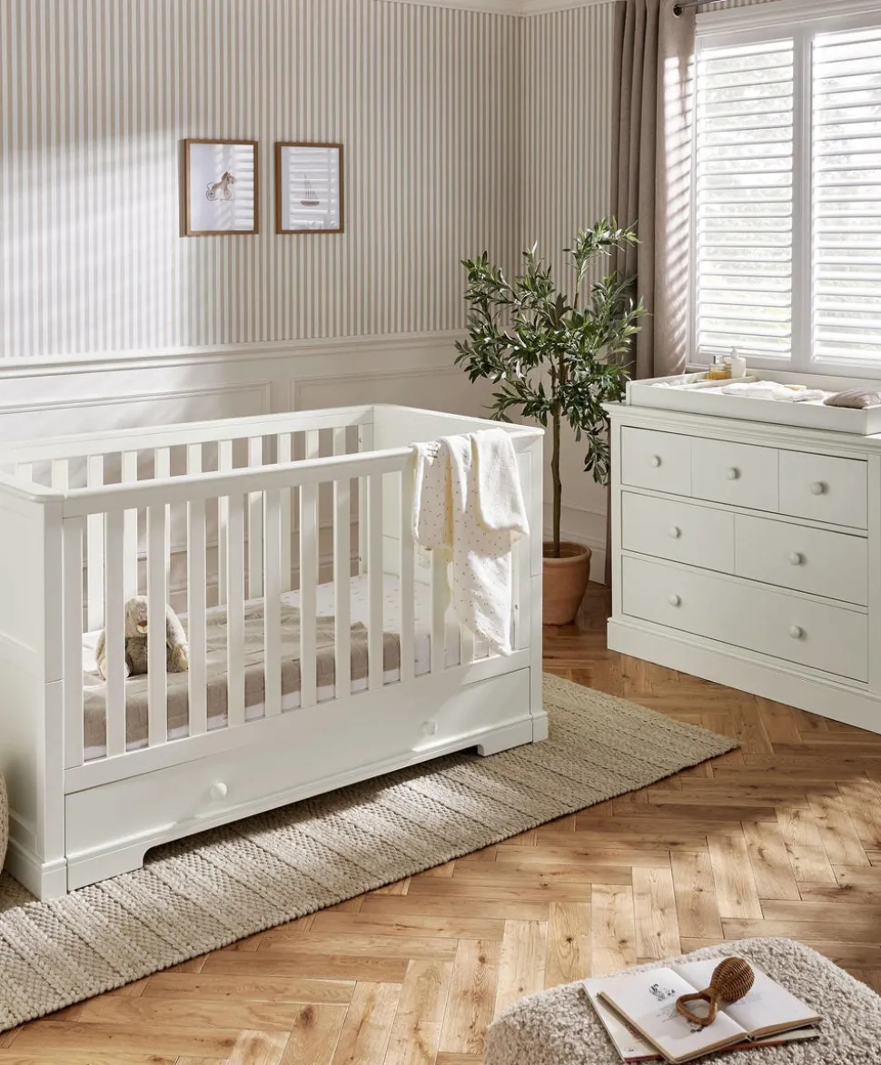 Oxford 2 Piece Cotbed Set with Dresser Changer - White