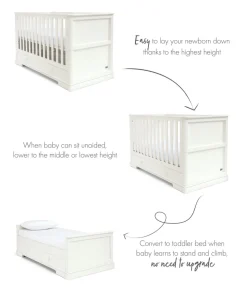 Oxford 2 Piece Cotbed Set with Dresser Changer - White