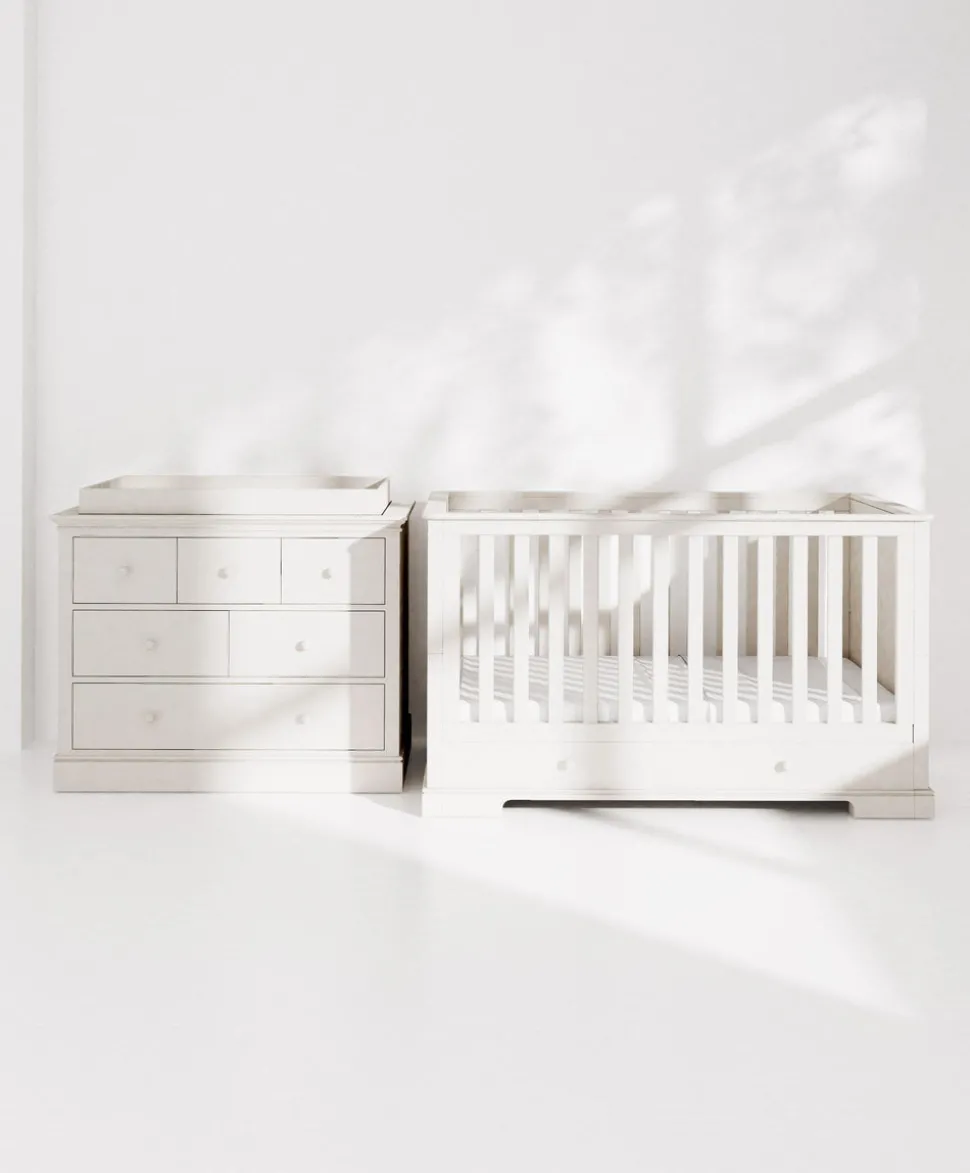 Oxford 2 Piece Cotbed Set with Dresser Changer - White