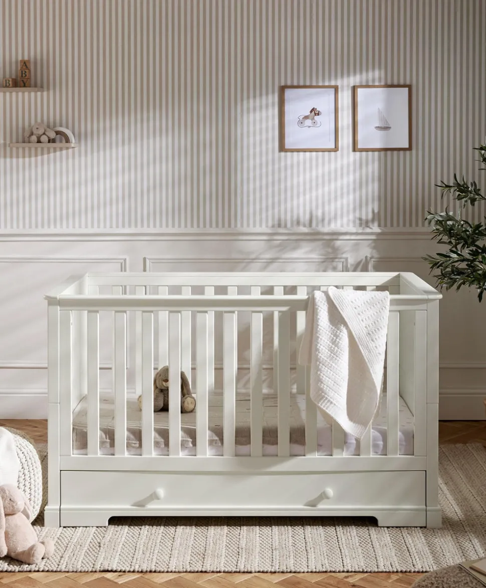 Oxford Cotbed & Luxury Hybrid Twin Mattress Bundle - White