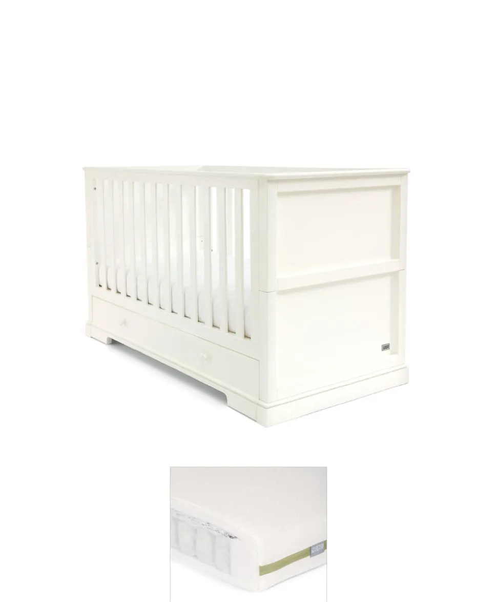 Oxford Cotbed & Premium Pocket Spring Mattress Bundle - White