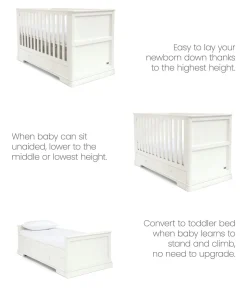 Oxford Nursery Bundle with Lua Bedside Crib (6 Piece) – White