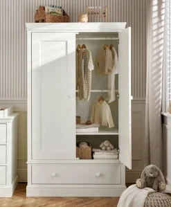 Oxford Nursery Wardrobe with Storage Drawer - White