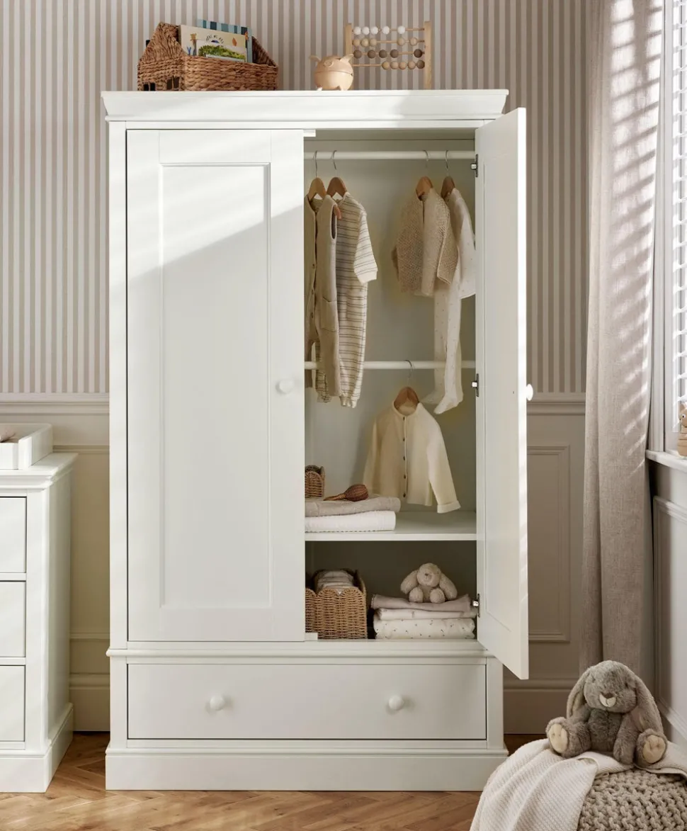 Oxford Nursery Wardrobe with Storage Drawer - White