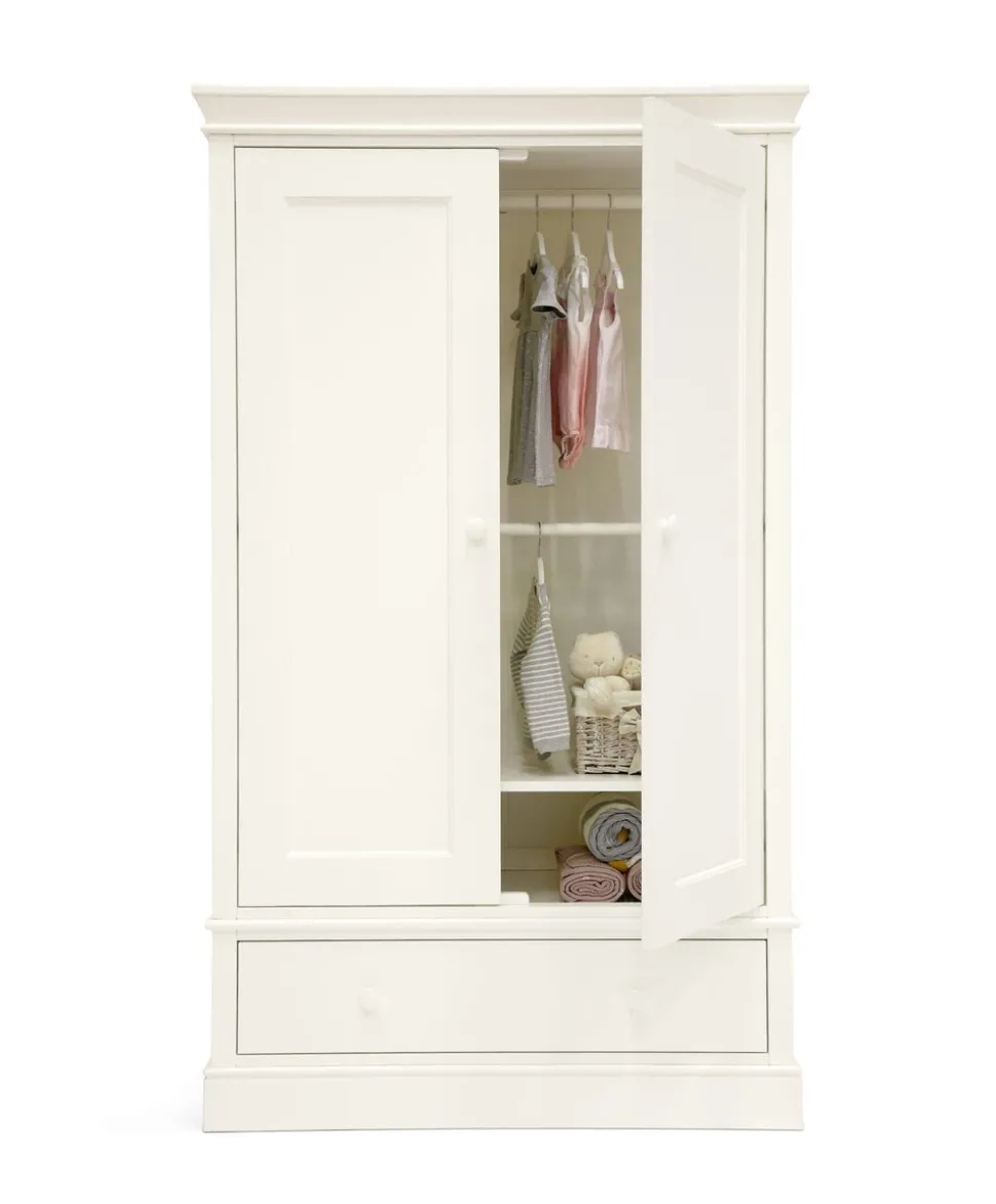 Oxford Nursery Wardrobe with Storage Drawer - White