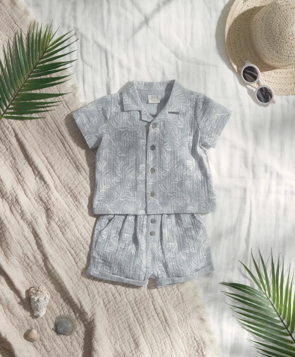 Palm Shirt & Shorts Outfit Set