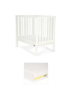 Petite Cot Bundle with Essential Airflow Fibre Mattress - Pure White