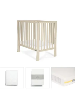 Petite Cot Bundle with Essential Airflow Fibre Mattress (4 Pieces) - Cashmere