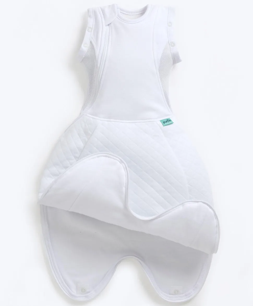 Purflo Swaddle to Sleepbag 0-4 Months (2.5 Tog) - White