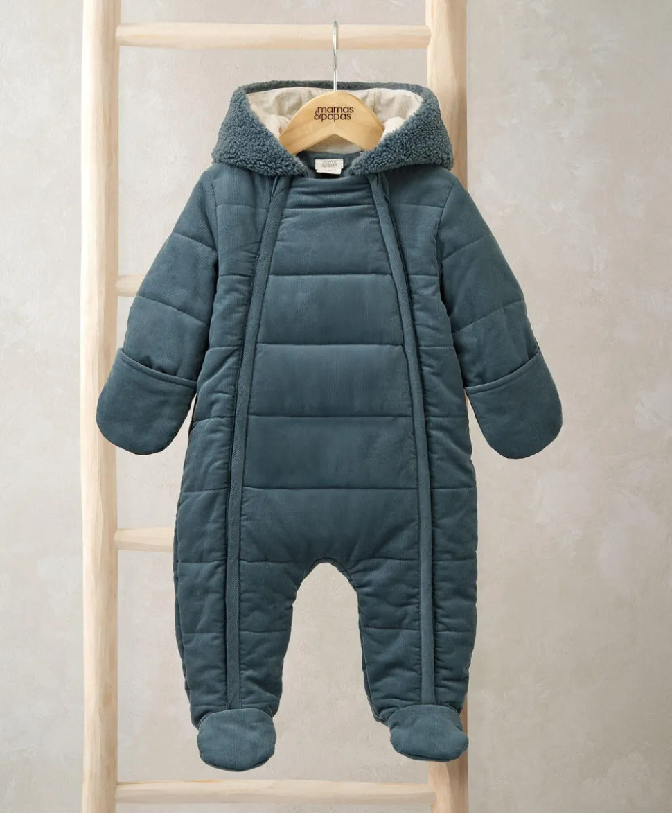 Quilted Cord Pramsuit - Blue