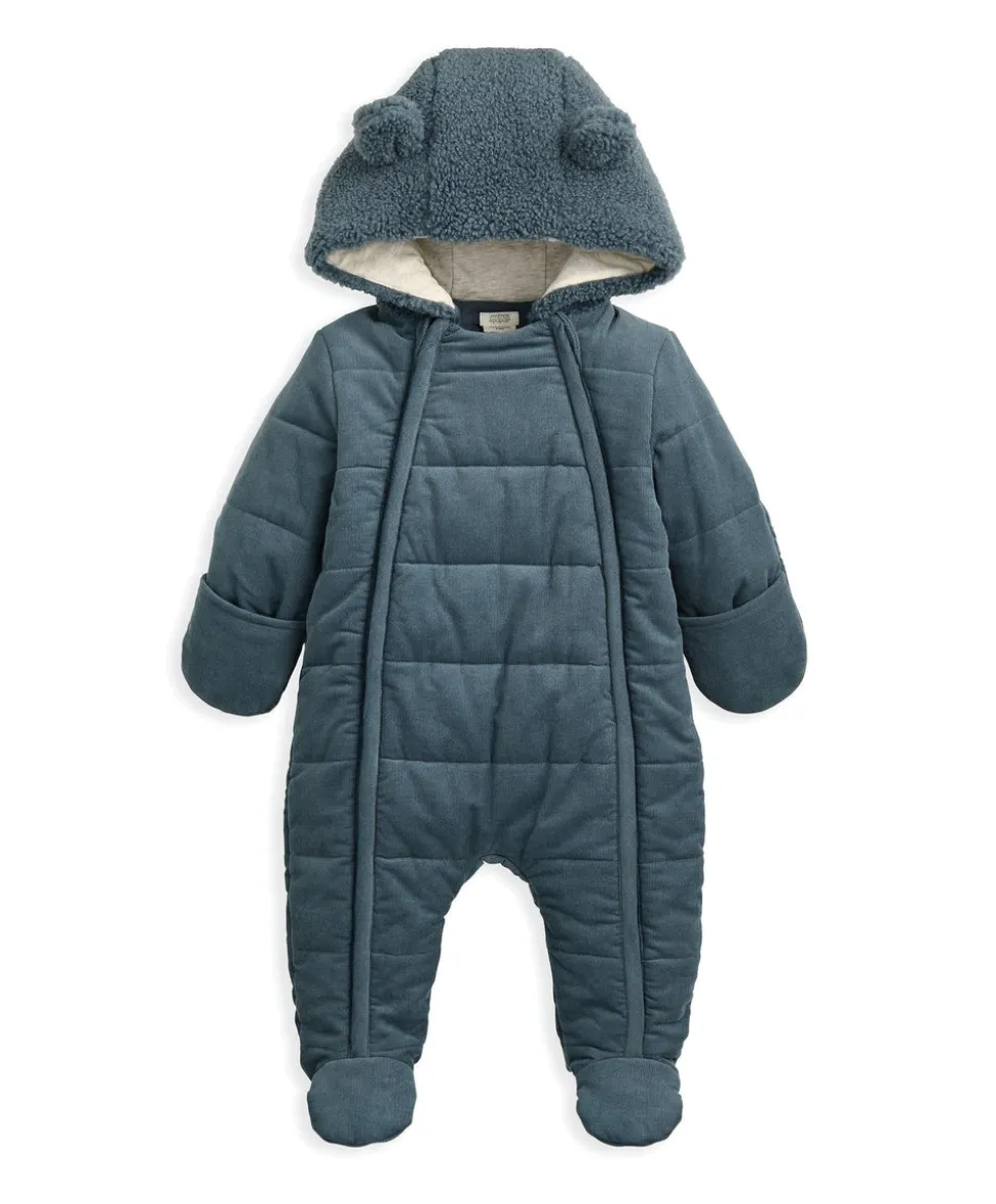 Quilted Cord Pramsuit - Blue
