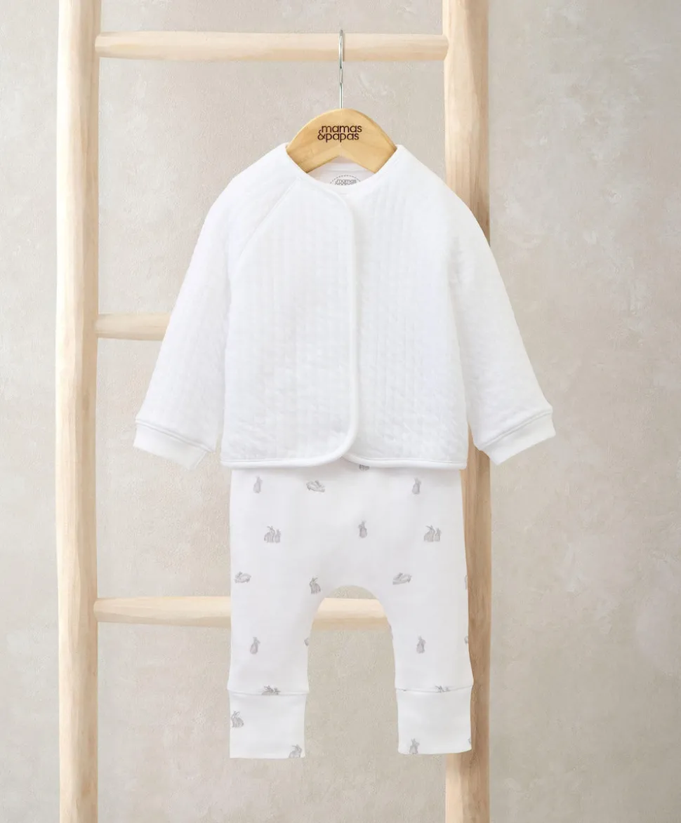 Quilted Jacket, Bodysuit & Bottoms Set (3 Pieces) – Bunny Print