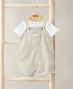 Ribbed Jersey Bodysuit & Dungaree Set