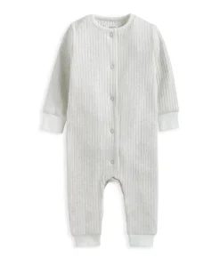 Ribbed Long-Sleeve Romper - Grey