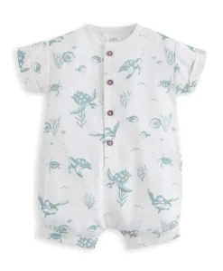 Romper with Turnback Sleeves - Under the Sea Print