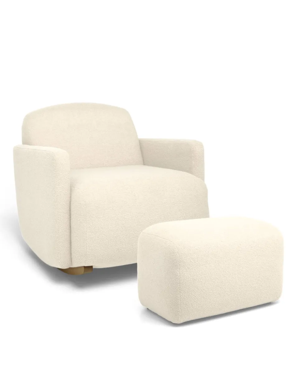 Royton Nursing Chair & Footsool Set - Off White Boucle