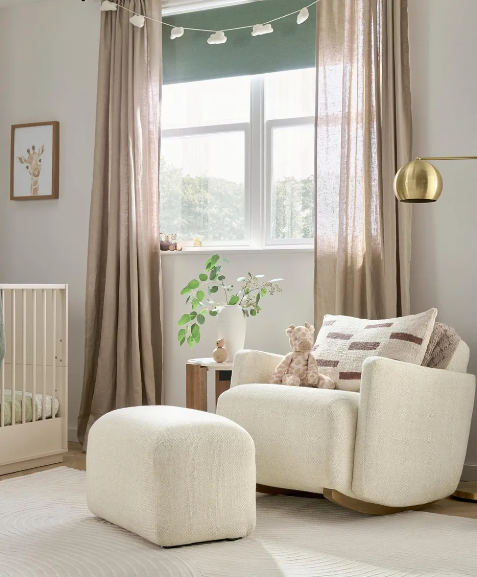 Royton Nursing Chair & Footsool Set - Sandstone Textured Weave