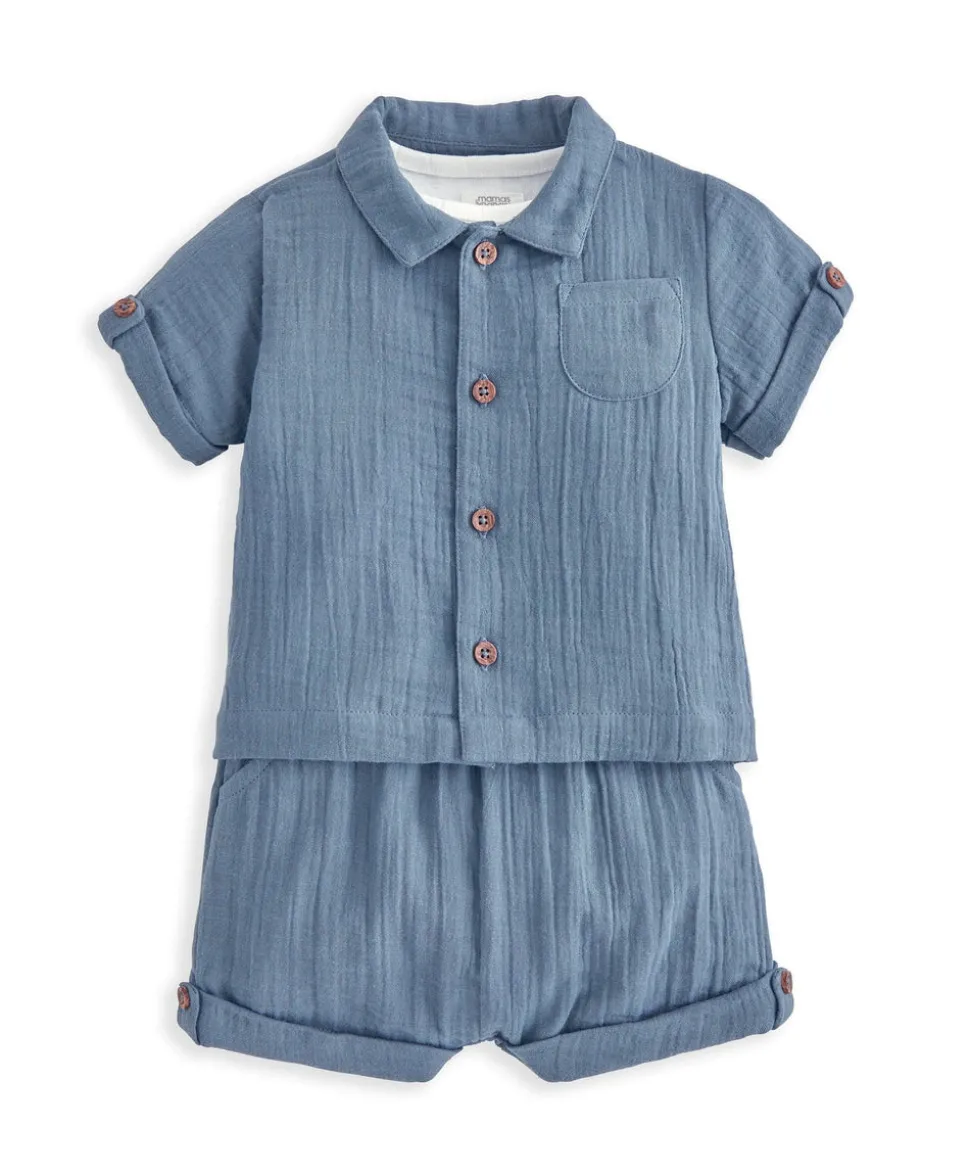 Shirt, Shorts, and Bodysuit Set (3 Pieces) - Blue