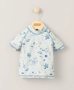 Short Sleeve Rash Top Swimwear - Blue