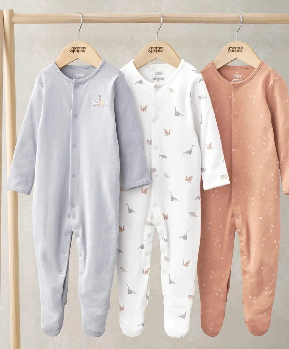 Sleepsuits (Pack of 3) - Dino Print