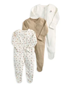 Sleepsuits (Pack of 3) - Floral Woodblock