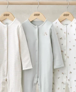 Sleepsuits (Pack of 3) - Mushroom Print
