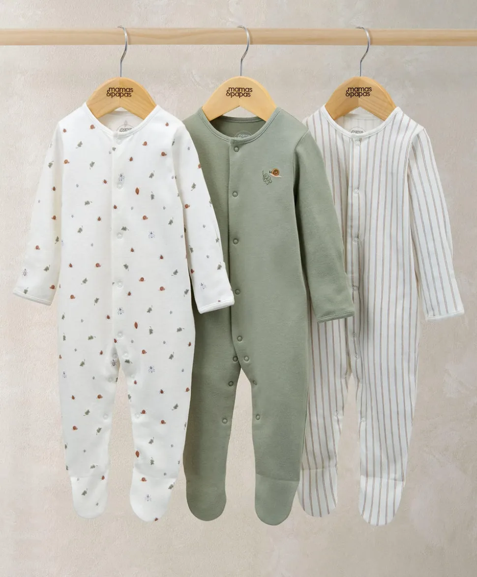 Sleepsuits (Pack of 3) - Outdoor Stripe