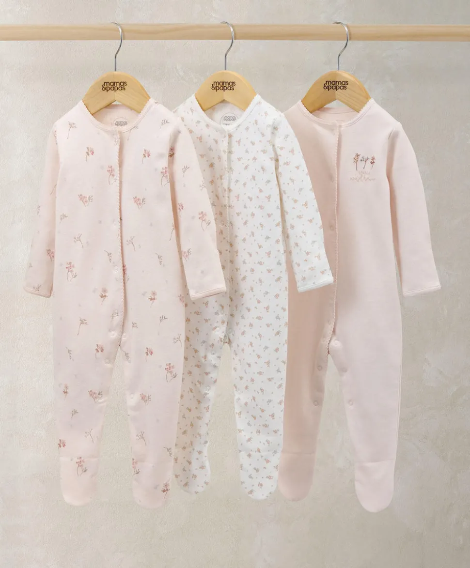 Sleepsuits (Pack of 3) - Wildflower & Floral Prints