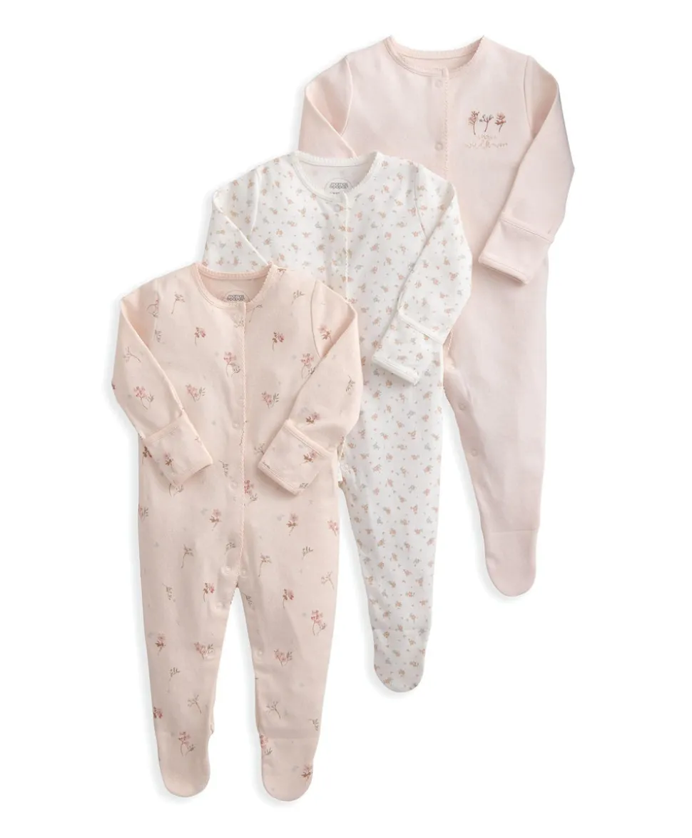 Sleepsuits (Pack of 3) - Wildflower & Floral Prints
