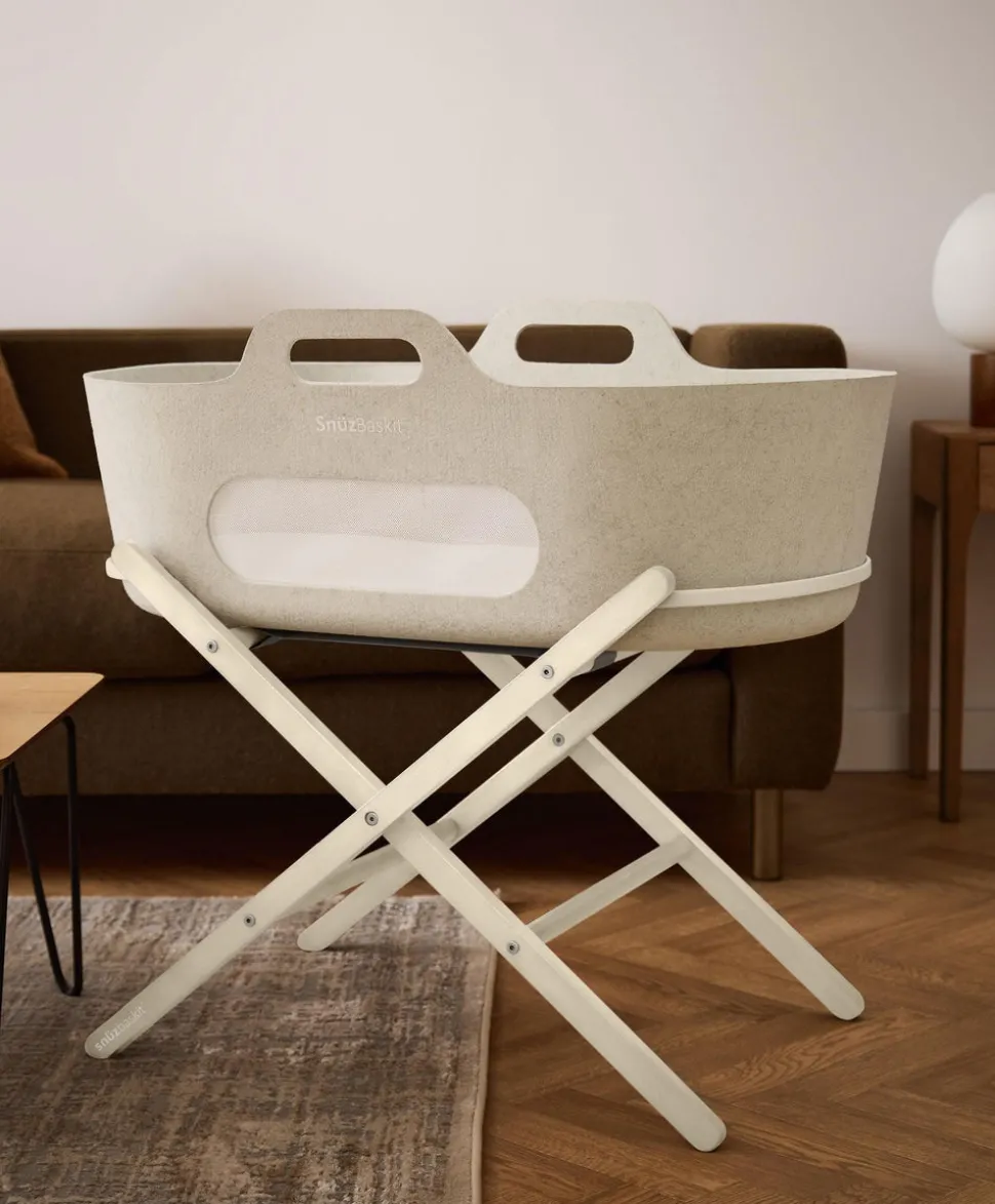 SnuzBaskit Barley Moses Basket & Cashmere Stand - Barley/Cashmere