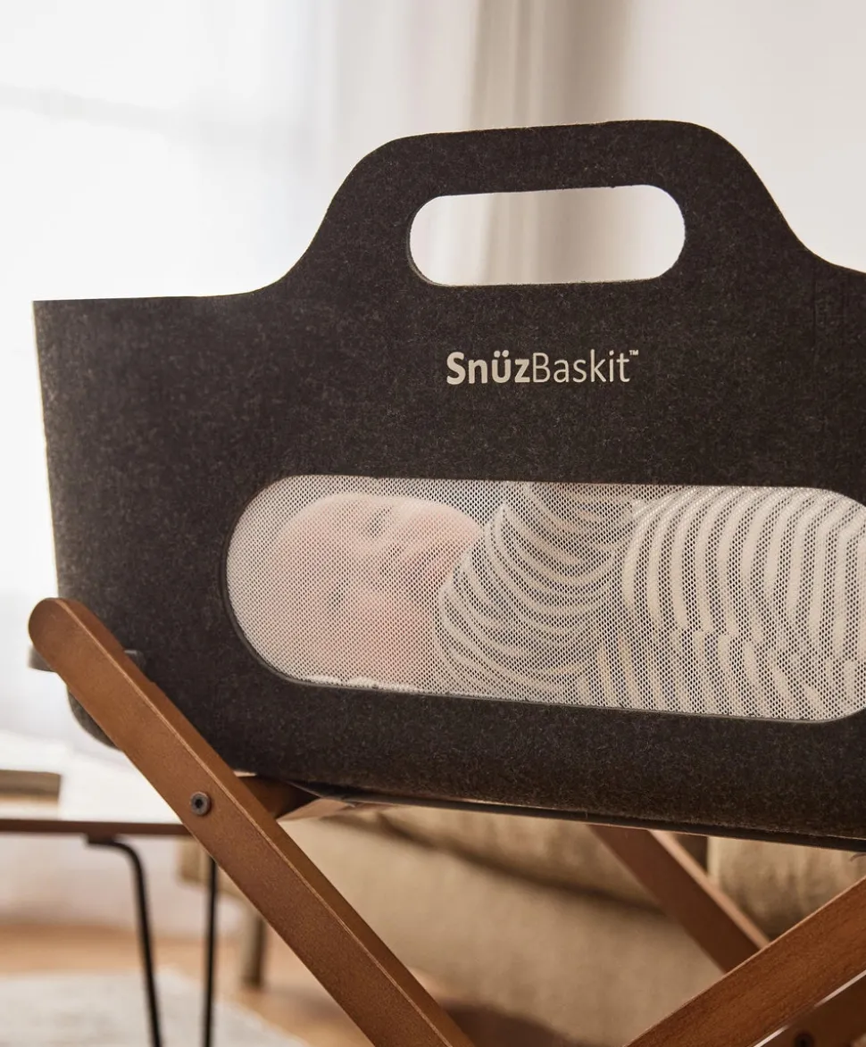 SnuzBaskit Moses Basket & Stand - Graphite/Walnut