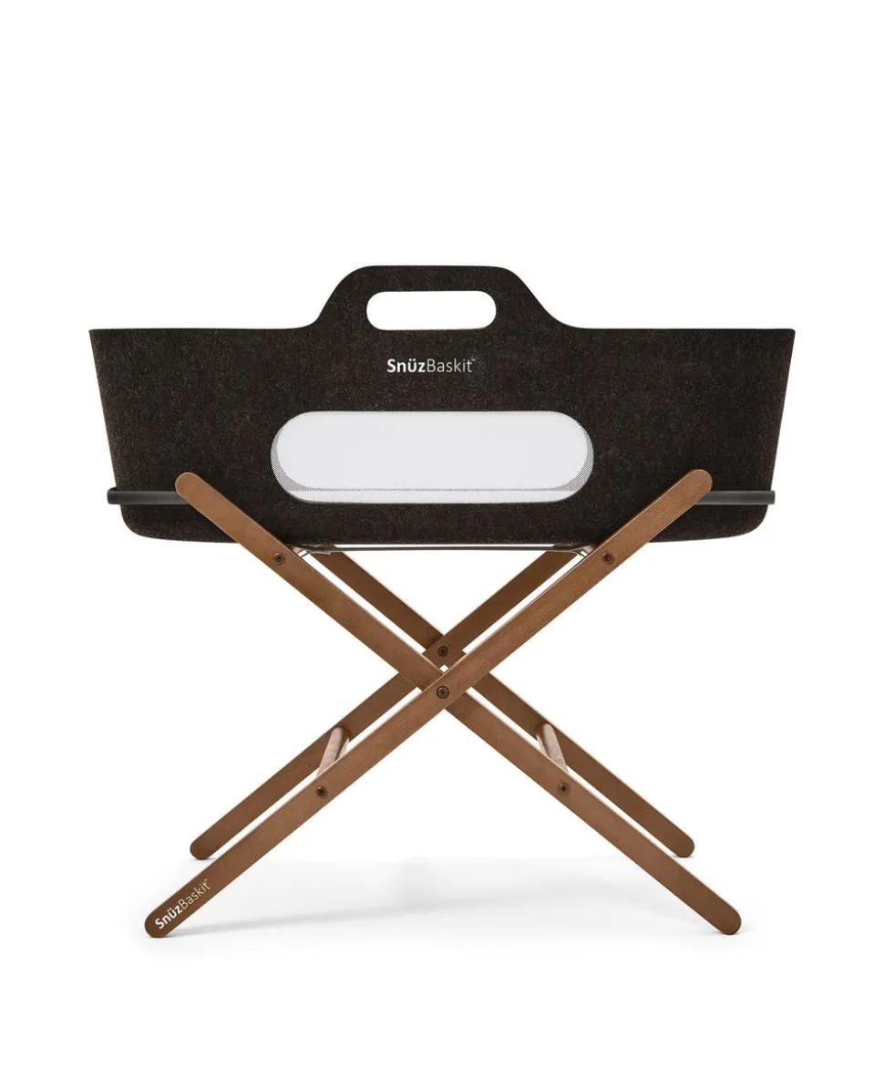 SnuzBaskit Moses Basket & Stand - Graphite/Walnut