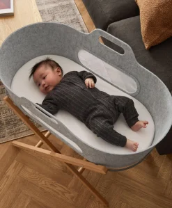 SnuzBaskit Moses Basket & Stand - Light Grey/ Natural