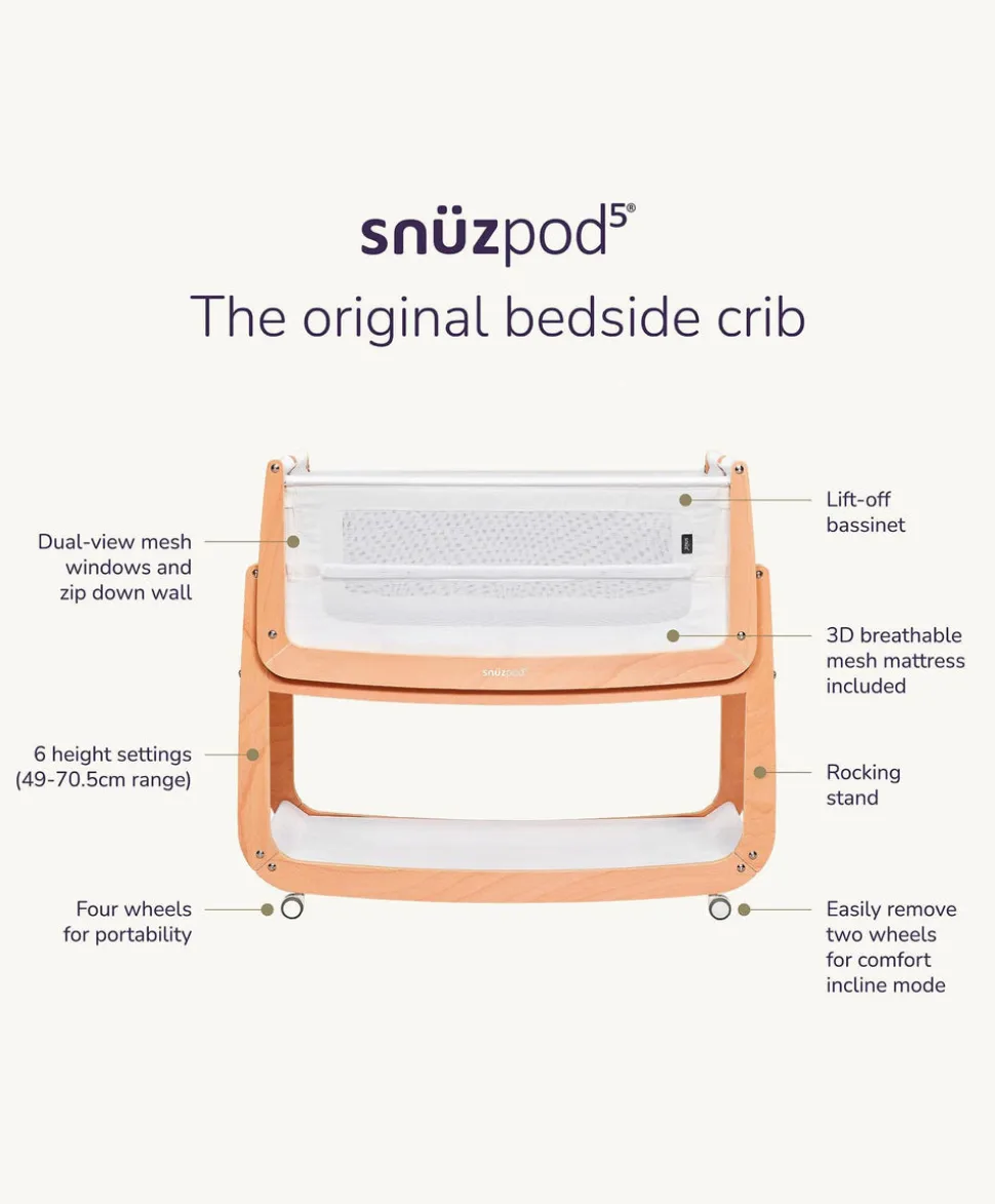 SnuzPod 5 Bedside Crib - Terracotta