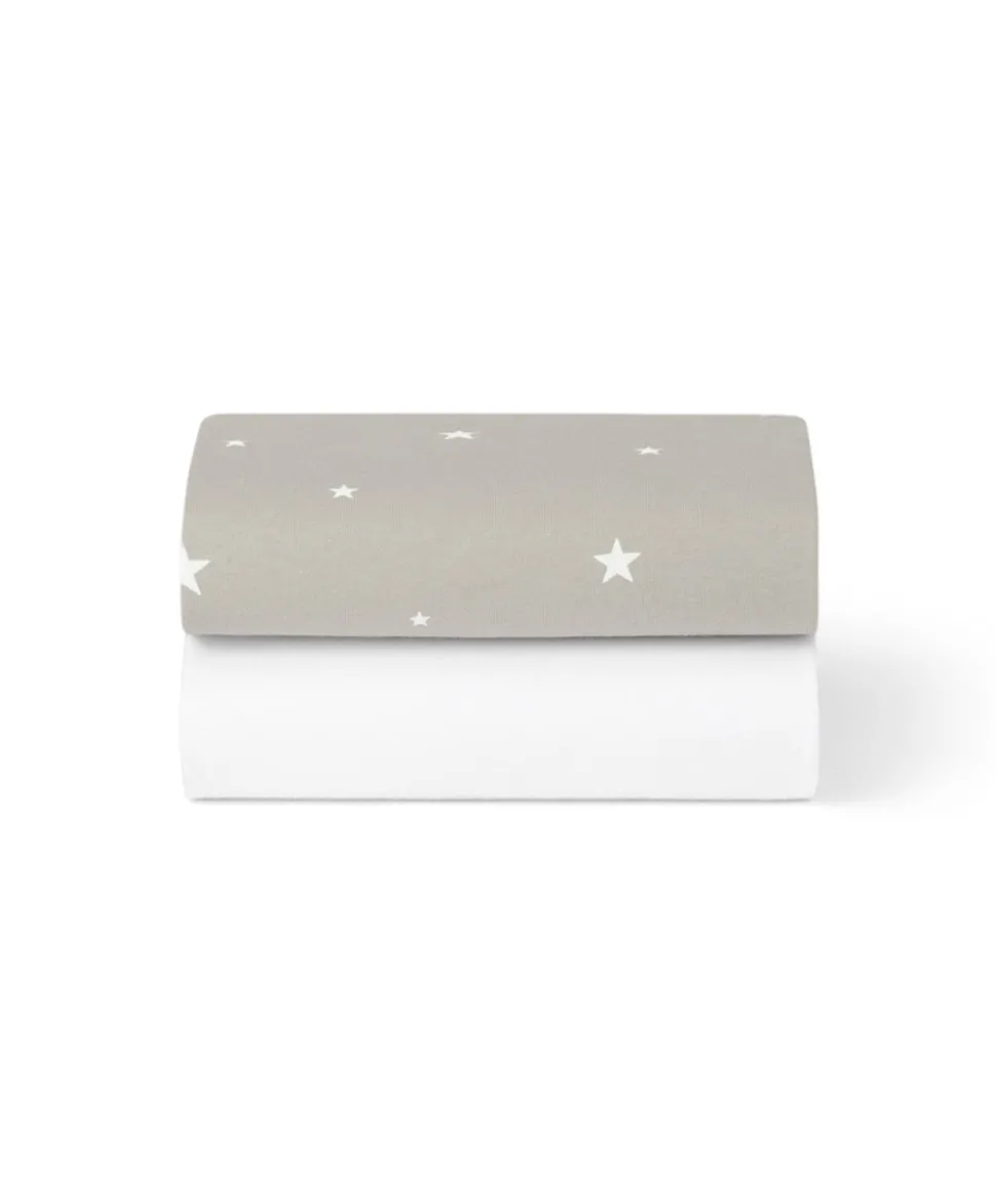 Snüz Twin Pack Crib Sheets - Grey Star