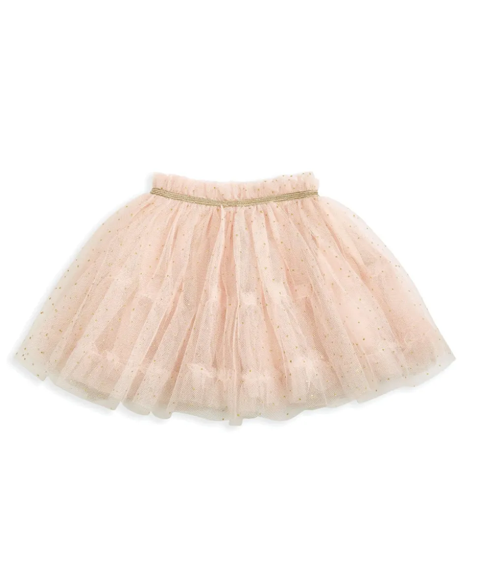 Sparkle Mesh Tutu Skirt with Metallic Waistband - Pink