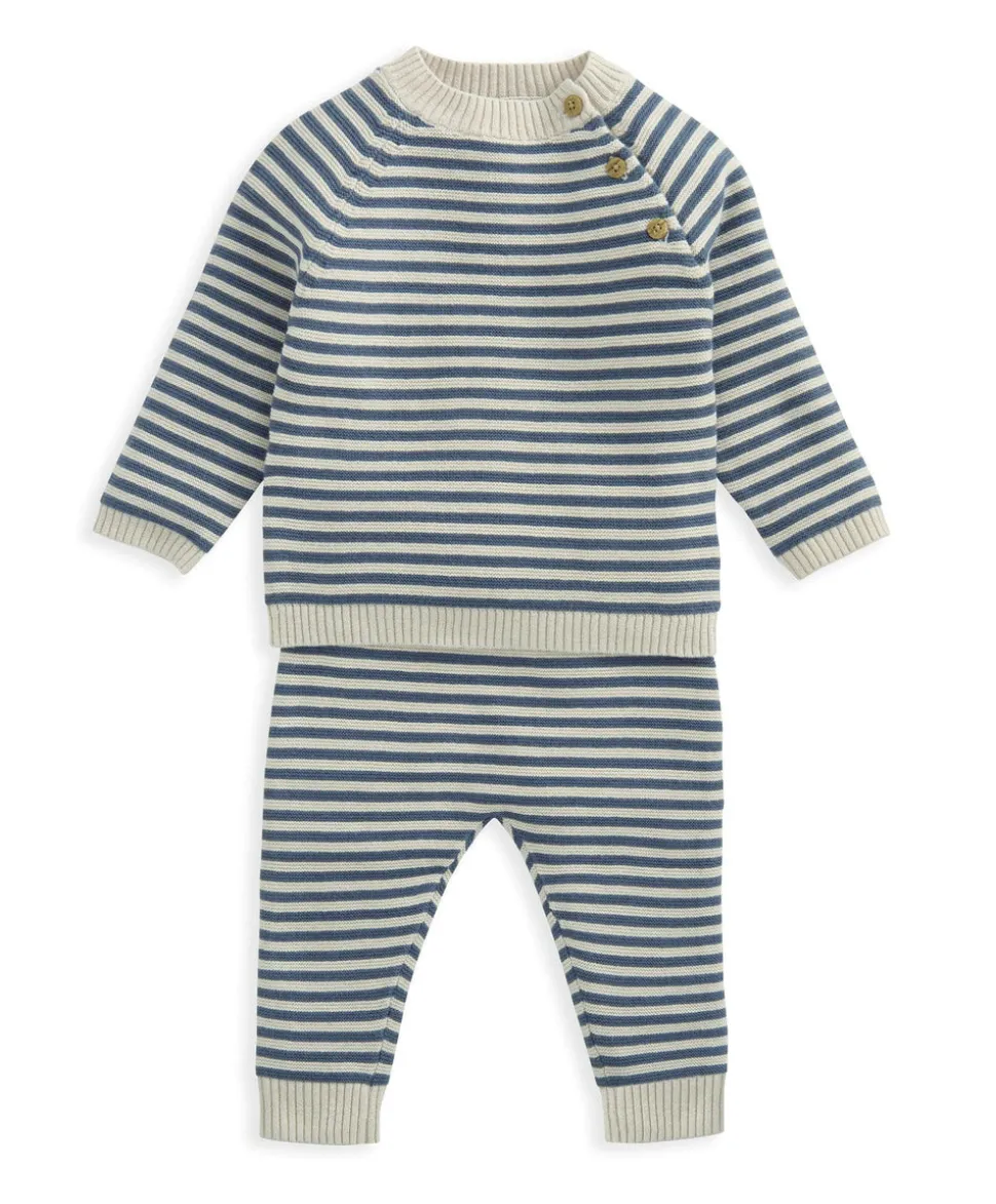 Stripe Jumper & Leggings Set - Blue