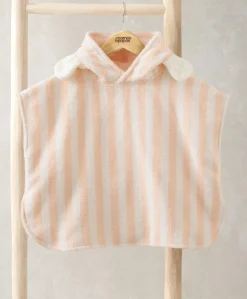 Striped Sleeveless Hood Poncho
