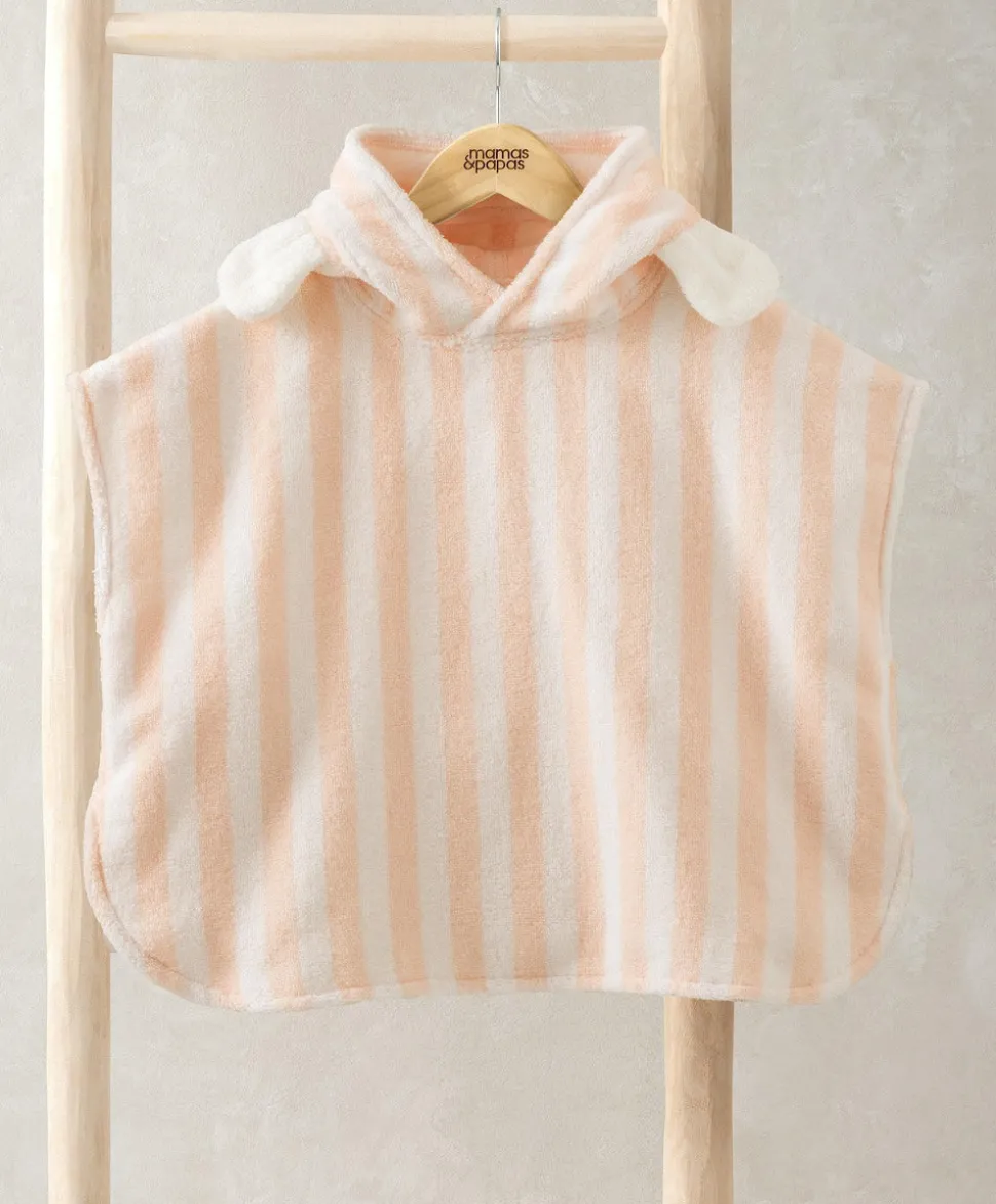 Striped Sleeveless Hood Poncho
