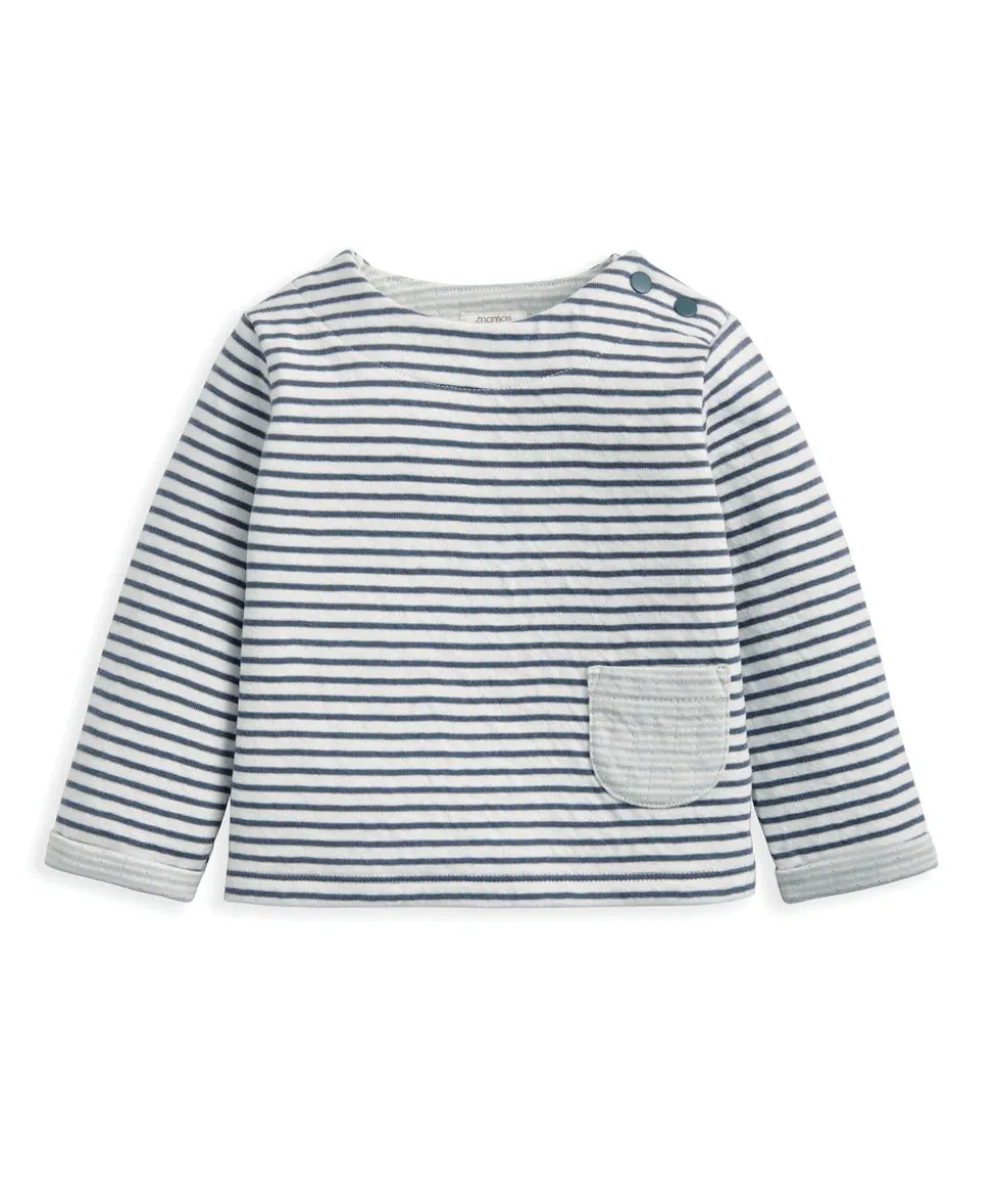 Striped Top & Rib Leggings Set (2 Pieces) - Blue