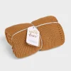 The Little Green Sheep Organic Knitted Cellular Baby Blanket in Honey