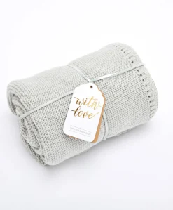 The Little Green Sheep Organic Knitted Cellular Baby Blanket in Dove
