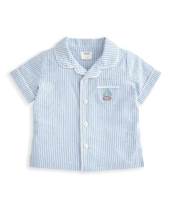 Top & Shorts Set (2 Pieces) - Blue Stripe