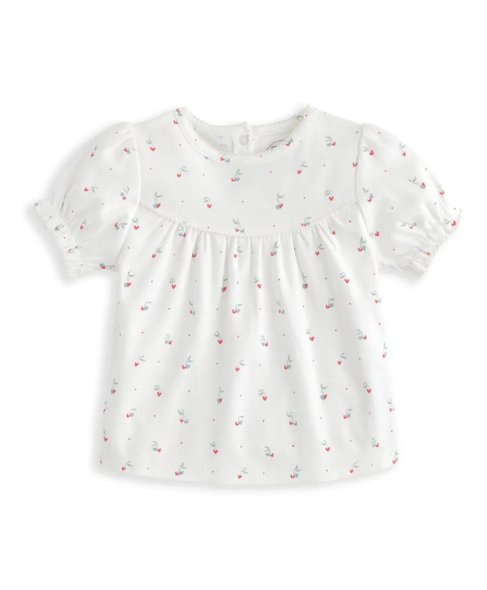 Top & Shorts Set (2 Pieces) - Cherry Hearts Print