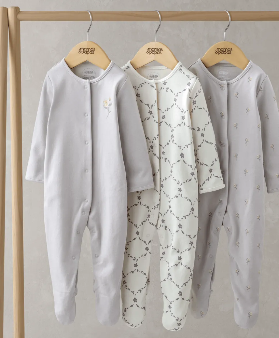 Trellis Print Sleepsuites (Set of 3)