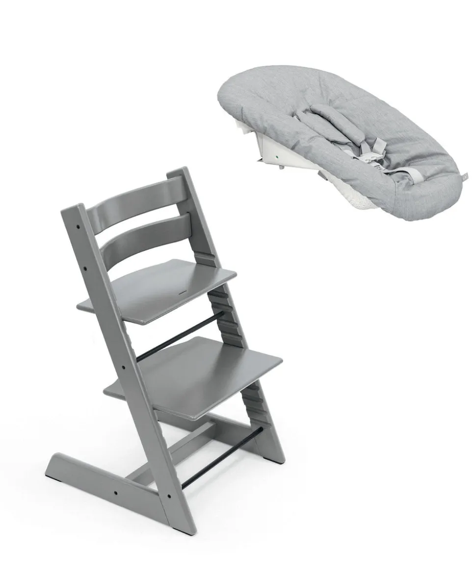 Tripp Trapp Highchair & Newborn Set Bundle - Storm Grey