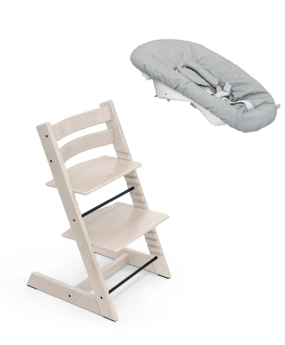 Tripp Trapp Highchair & Newborn Set Bundle - White Wash